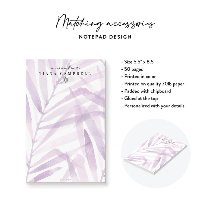 Lavender Bat Mitzvah Invitation Elegant Jewish Celebration Card