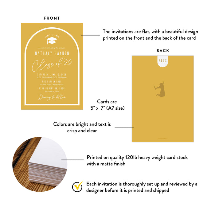 Class of 2026 Graduation Invitation Mustard Yellow Modern Party Invite