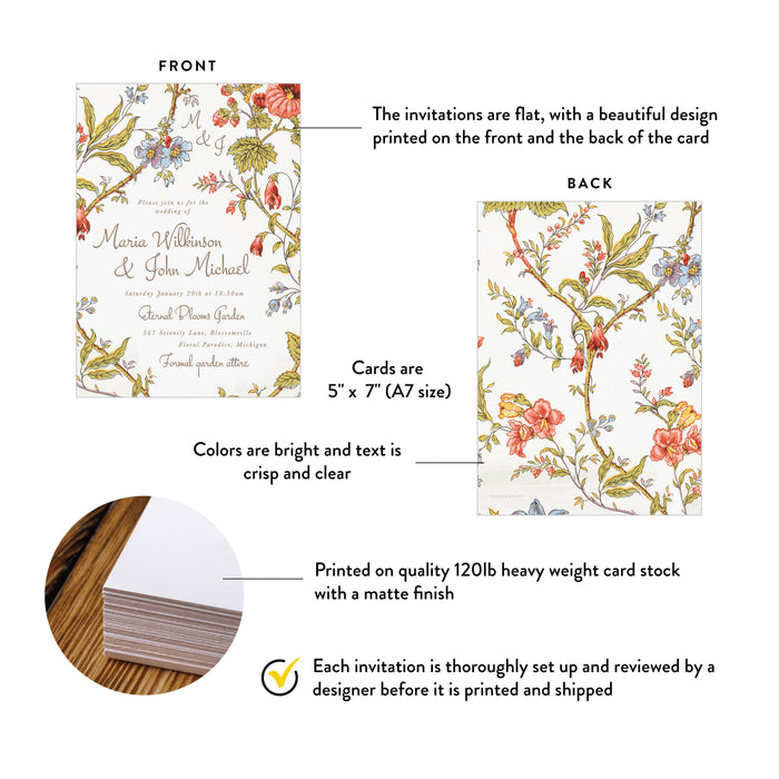 Wedding Invitation Vintage Botanical Floral Garden Invite