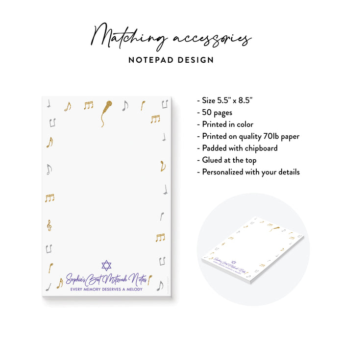 Music Theme Bat Mitzvah Invitation with Microphone Design