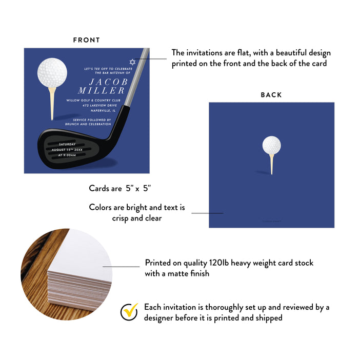 Golf Bar Mitzvah Invitation Sports Theme Design
