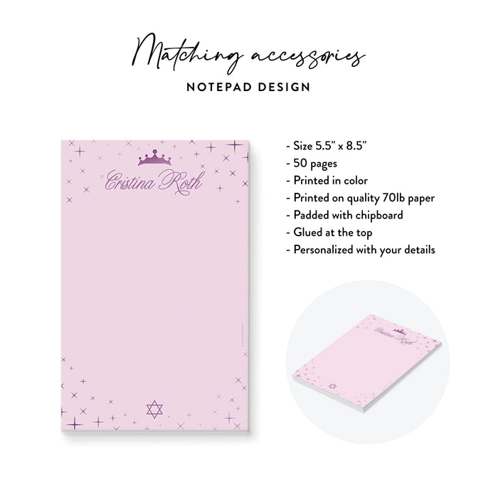 Bat Mitzvah Invitation Pink Purple Princess Party Invite