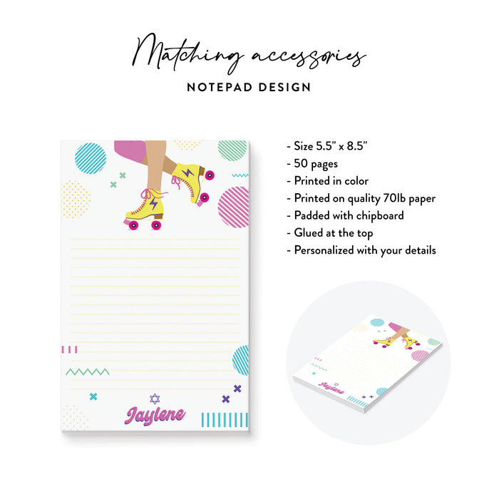Roller Skating Bat Mitzvah Notepad Personalized Gift