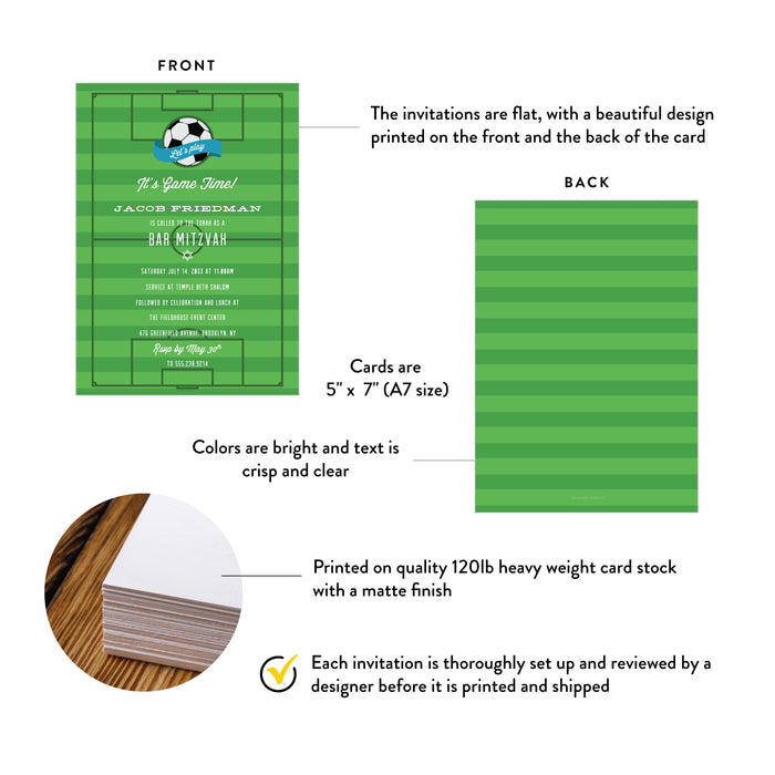 Soccer Bar Mitzvah Invitation Green Sports Party Invite
