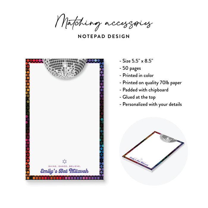 Bat Mitzvah Invitation Disco Ball Retro Dance Party Invite
