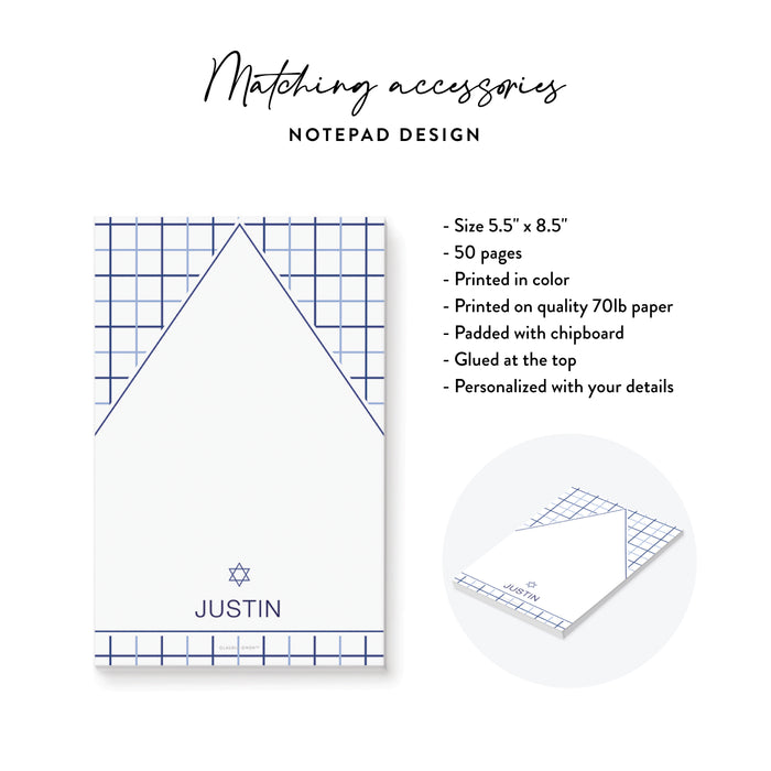 Modern Navy Bar Mitzvah Invitation Geometric Design
