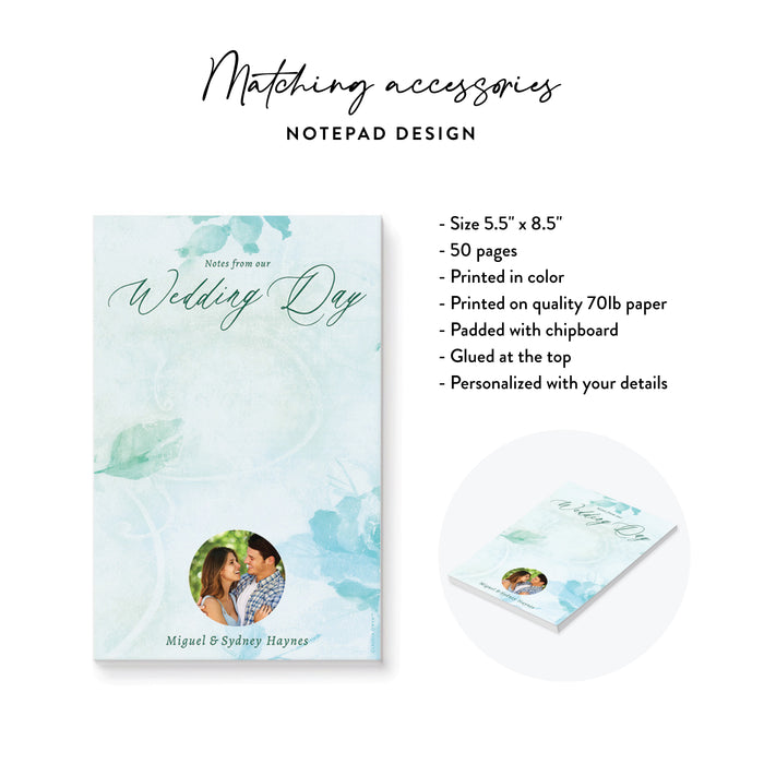 Personalized Aqua Watercolor Greenery Wedding Invitation