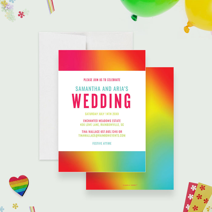 Colorful Invitation Card for Wedding Celebration, Modern Bridal Shower Invites, Wedding Reception Invitations
