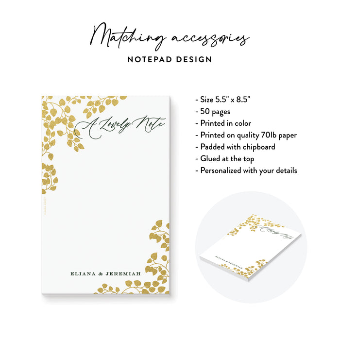 Personalized Emerald Green and Gold Botanical Wedding Invitation