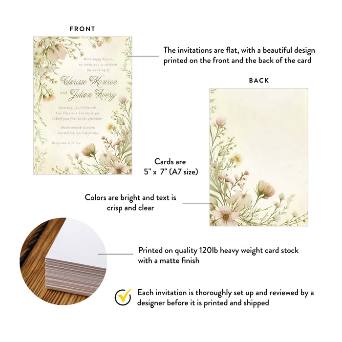 Personalized Blush Wildflower Garden Wedding Invitation