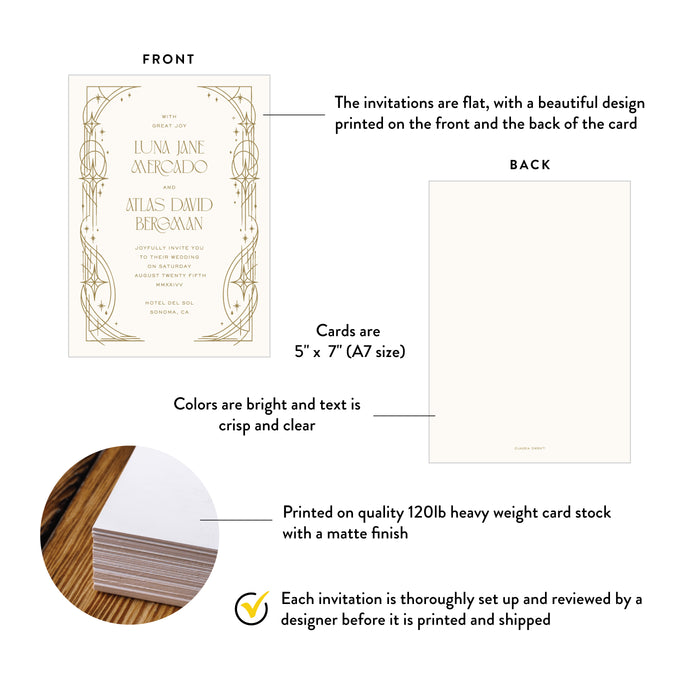 Personalized Celestial Art Deco Wedding Invitation