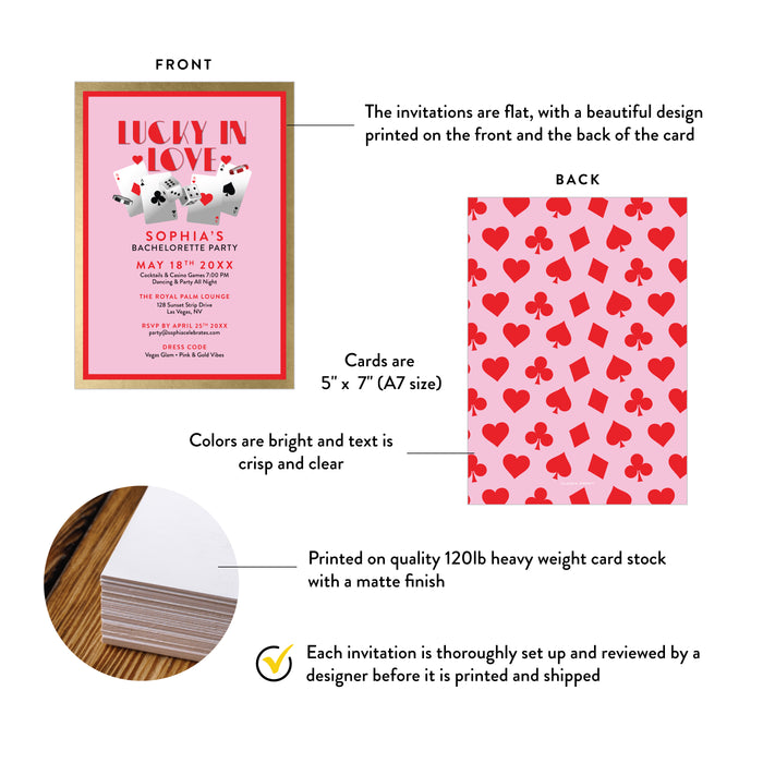 Personalized Lucky in Love Casino Bachelorette Party Invitation