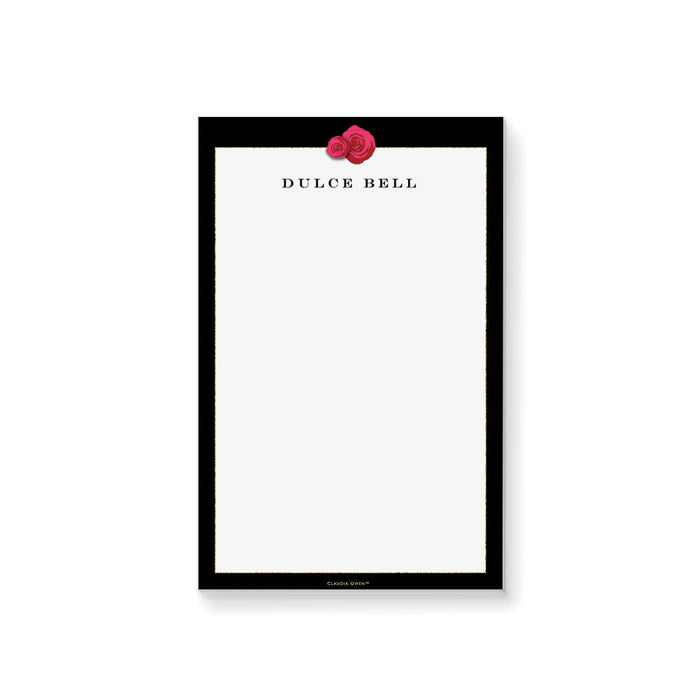 Classic Red Rose Notepad, Personalized Gift for Women, Feminine Stationery Paper Pad, Romantic Writing Paper for Her, To Do List Pad, Valentines Day Notepad