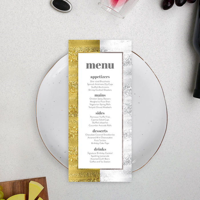 Silver and Gold Invitation Card for Birthday Cocktail Party, Elegant Invitation for Business Event