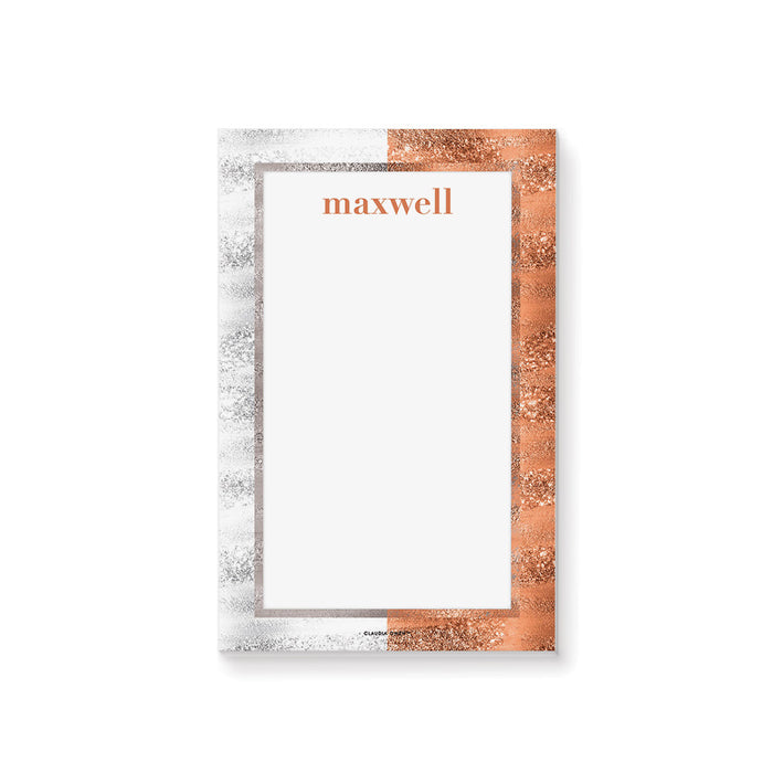 Silver and Copper Notepad, Elegant Writing Paper for Professionals, Personalized Business Notepad, Fire and Ice Stationery Officepad, Custom Gift for Him