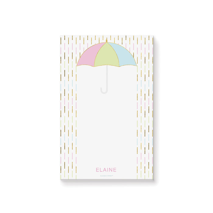 Rainy Notepad with Cute Umbrella, Personalized Baby Shower Notepad, Baby Shower Party Favor Gift, Pretty Notepad Paper