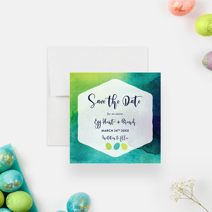 Easter Egg Hunt and Brunch Save the Date Card, Easter Lunch Save the Date, Easter Potluck Save the Date with Watercolor Design