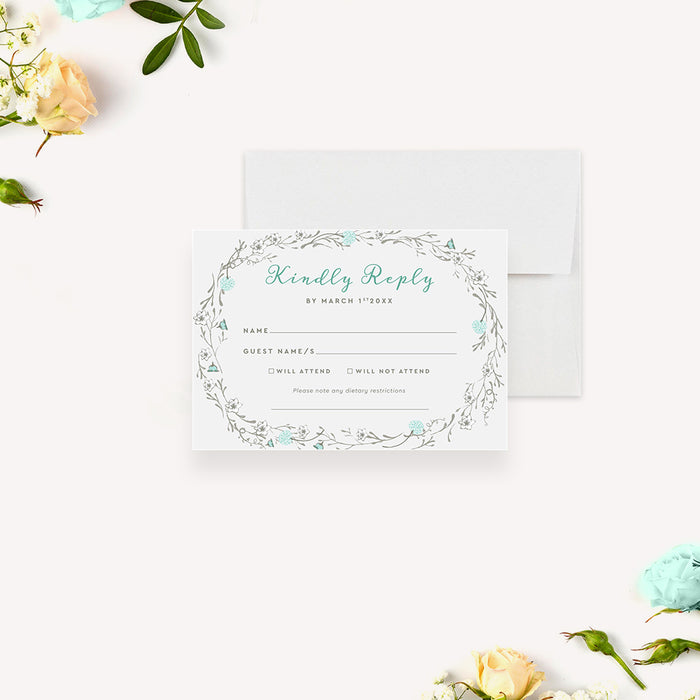 Floral Invitation Card for Brunch In The Garden Party, Birthday Summer Invites for Adults, Spring Birthday Invitation, Lets Brunch Invites with Dainty Flower Illustrations