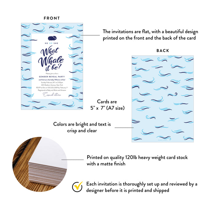 Personalized Whale Gender Reveal Party Invitation