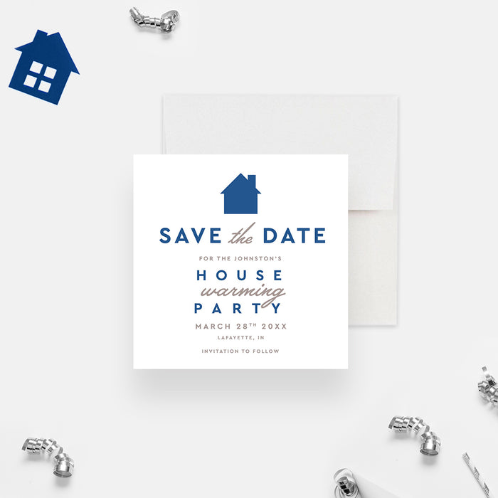 Minimalist Housewarming Party Save Date Card, New Home Save the Date Cards, Apartment Warming Save the Date