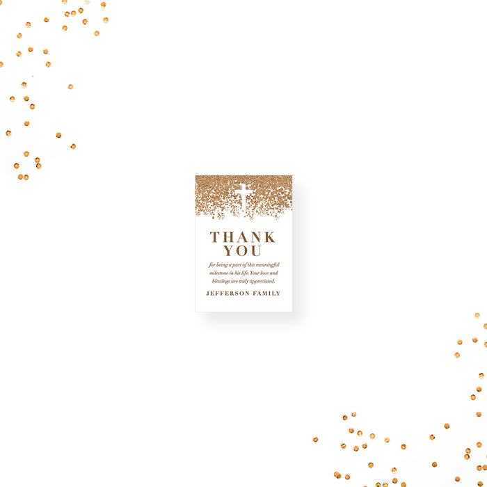 Glittery Christian Holy Confirmation Invitation Card, Religious Baptism Invites, Gold Invitation for Christening Celebration, Communion Party Invitation with Cross