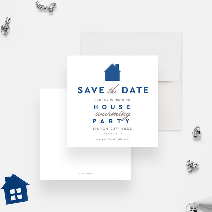 Minimalist Housewarming Party Save Date Card, New Home Save the Date Cards, Apartment Warming Save the Date