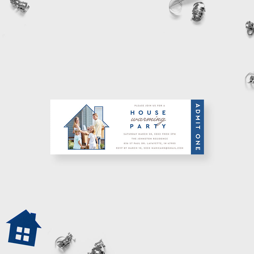 Housewarming Party Ticket Invitation with Photo, Home Sweet Home Photo