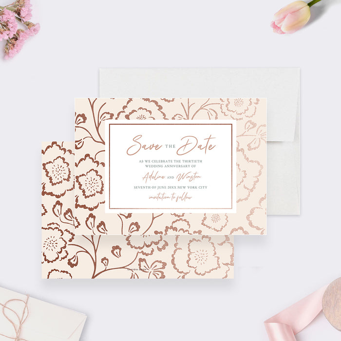 Floral Save the Date for Wedding Anniversary, Save the Date Card for Spring Engagement Party, Elegant Save the Dates for Wedding