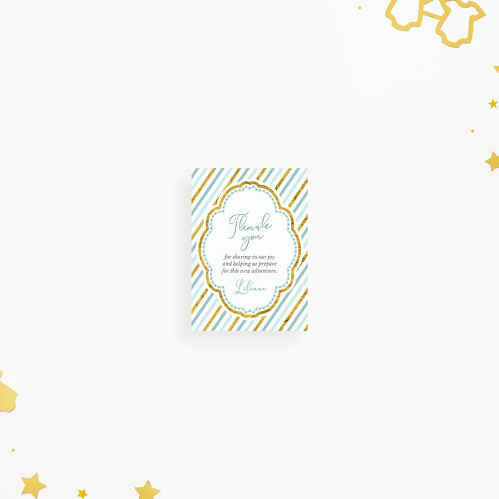 Blue and Gold Invitation Card for Baby Boy Shower, Newborn Baby Celebration Invites, Baby Welcome Party Invitation Card