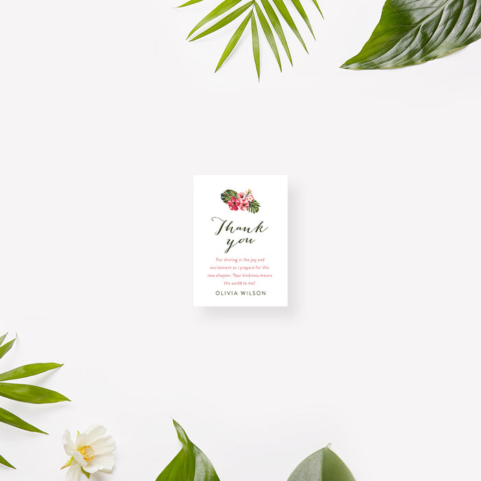 Tropical Wedding Bridal Shower Invitation Card, Hawaiian Bride To Be Invites, Bachelorette Party Invites with Monstera Leaves and Hibiscus Flowers