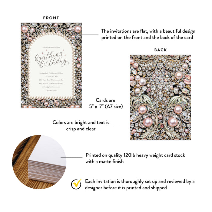 Personalized Diamonds and Pearls Birthday Party Invitation for Women