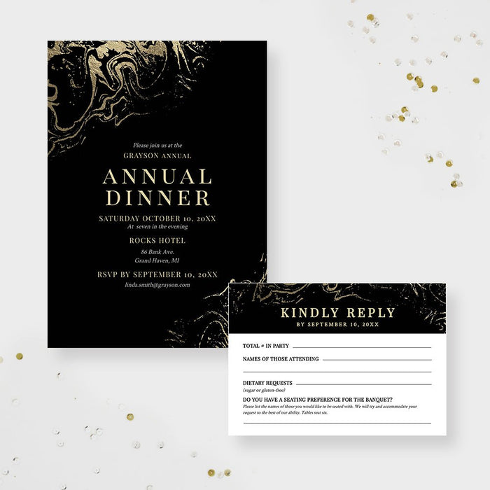 Annual Dinner Invitation Set Template, Gold Gala Party Invitation, Bus — Claudia Owen annual-dinner-invitation-set-template-gold-gala-party-invitation-bus-claudia-owen