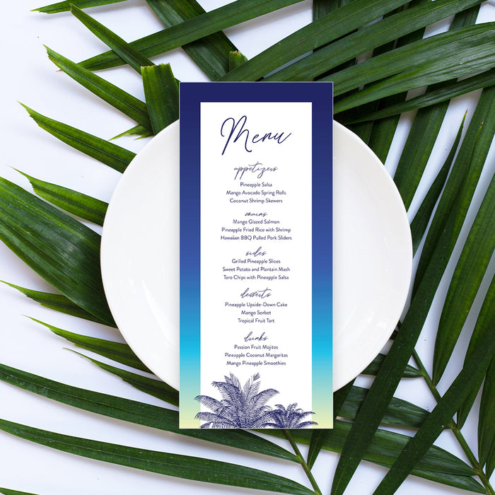 Tropical Birthday Party Invitation Card, Beach Birthday Party Invites with Palm Trees, Summer Luau Invites