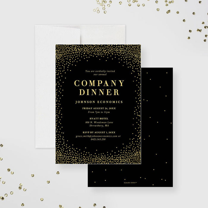 Black and Gold Elegant Invitation Card for Company Dinner Party, Annual Appreciation Dinner Invites, Formal Business Event Invitation