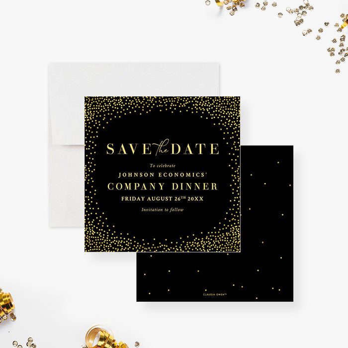 Black and Gold Elegant Save the Date Card for Company Dinner Party, Save the Dates for Business Event