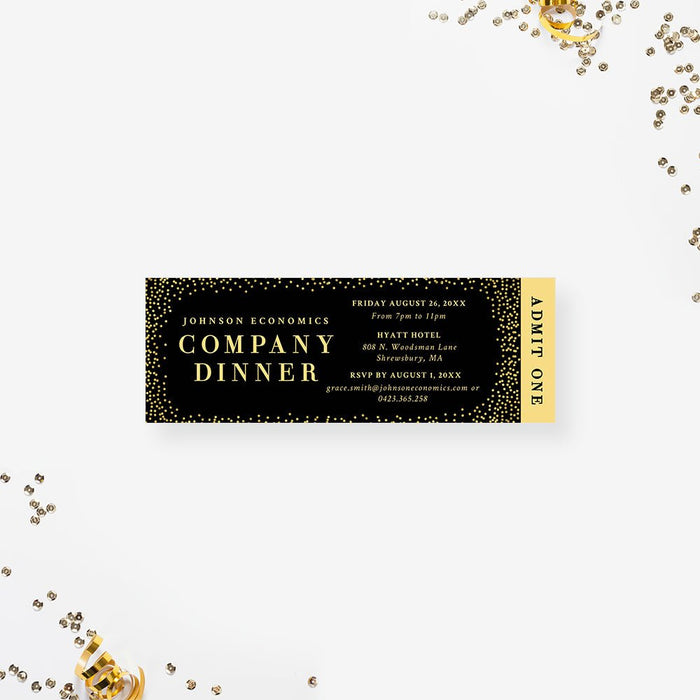 Black and Gold Elegant Invitation Card for Company Dinner Party, Annual Appreciation Dinner Invites, Formal Business Event Invitation