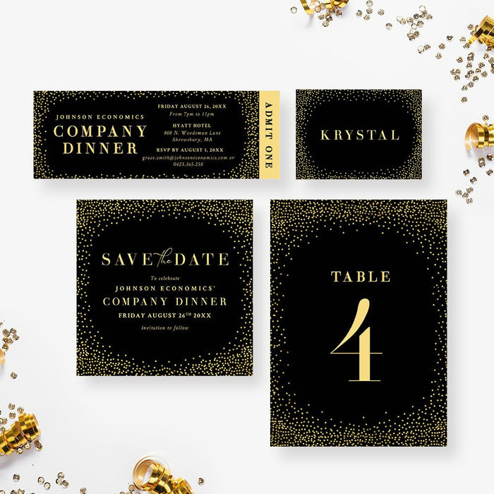 Black and Gold Elegant Invitation Card for Company Dinner Party, Annual Appreciation Dinner Invites, Formal Business Event Invitation