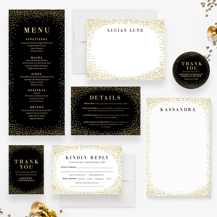 Black and Gold Elegant Invitation Card for Company Dinner Party, Annual Appreciation Dinner Invites, Formal Business Event Invitation