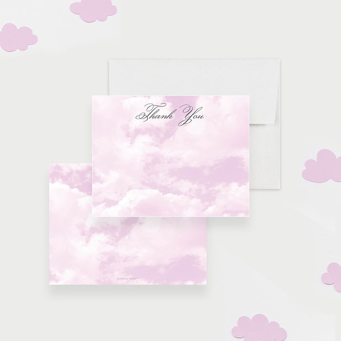 Pink Sky Cloud Note Card, Cloudy Baby Shower Thank You Card, Sky Correspondence Card, Personalized Gift for Cloud Lovers, Cute Stationery Card