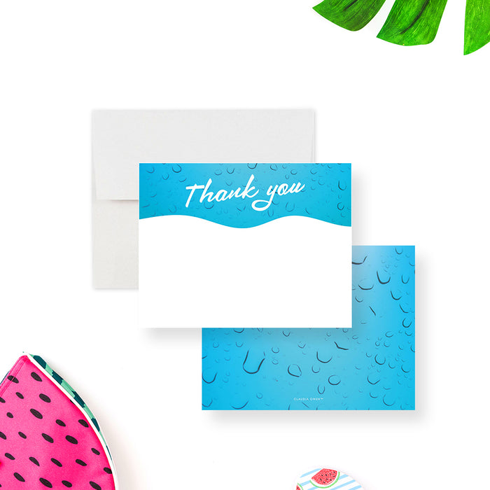 Fun Pool Party Thank You Cards, Swimming Birthday Bash Note Cards with Envelopes, Personalized Summer Pool Party Thank You Card for Kids