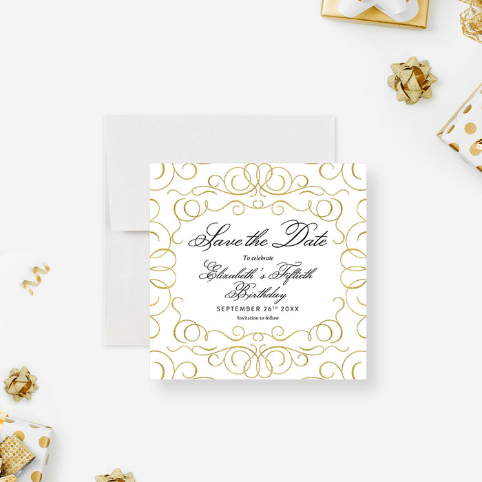 Adult Birthday Party Save the date with Elegant and Intricate Design, Save the Dates for Formal Celebration, 40th 50th 60th 70th 80th Birthday Save the Dates