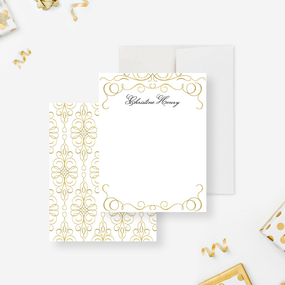 Courtesy Note Card Elegant Note Card with Intricate Design, Formal Thank You Notes, Profe ...