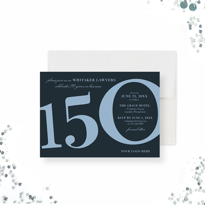 150 Years in Business Celebration, Elegant 150th Company Anniversary Party Invitations, Business Sesquicentenary Invites