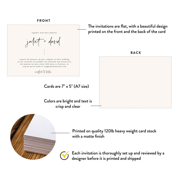 Minimalist Beige Wedding Invitation with Modern Script