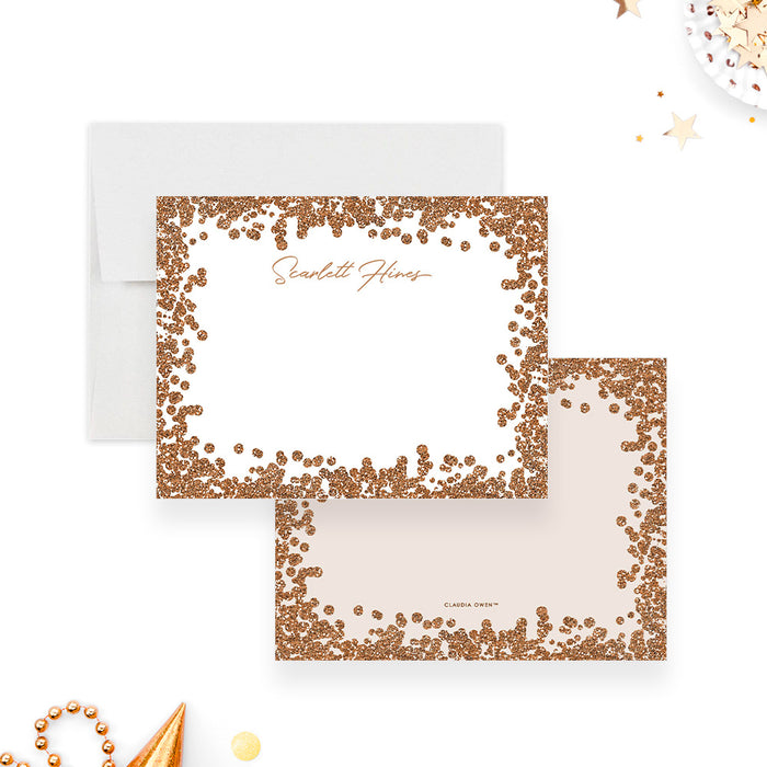 Elegant Note Card with Faux Gold Glitter, Business Stationery Card, Open House Thank You Cards, Personalized Gift for Women, Professional Correspondence Card