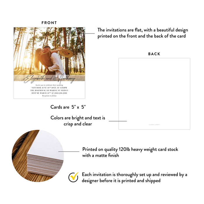 Personalized Photo Wedding Invitation Modern Romantic Design