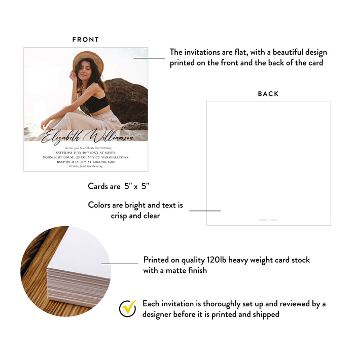 Personalized Photo Birthday Invitation for Adults