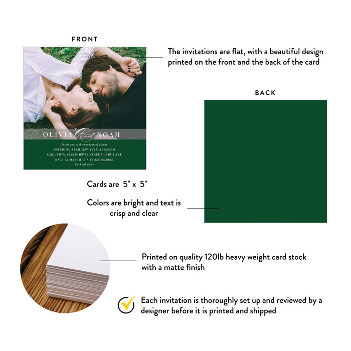 Wedding Rehearsal Dinner Invitation with Photo Personalized