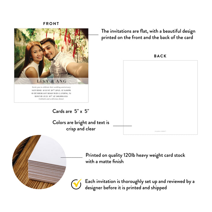 Personalized Photo Wedding Anniversary Invitation