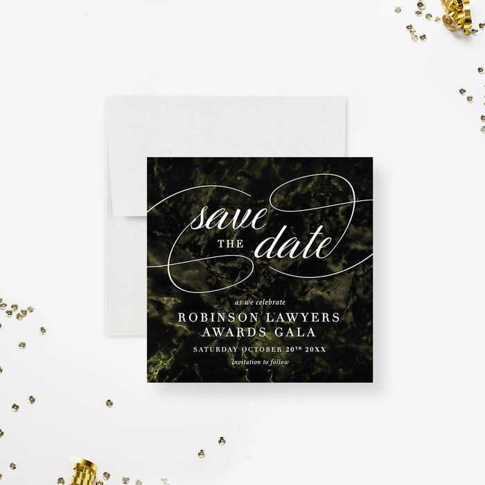 Dark Marble Save the Date Card for Business Awards Gala, Elegant Save the Date for Compny Event